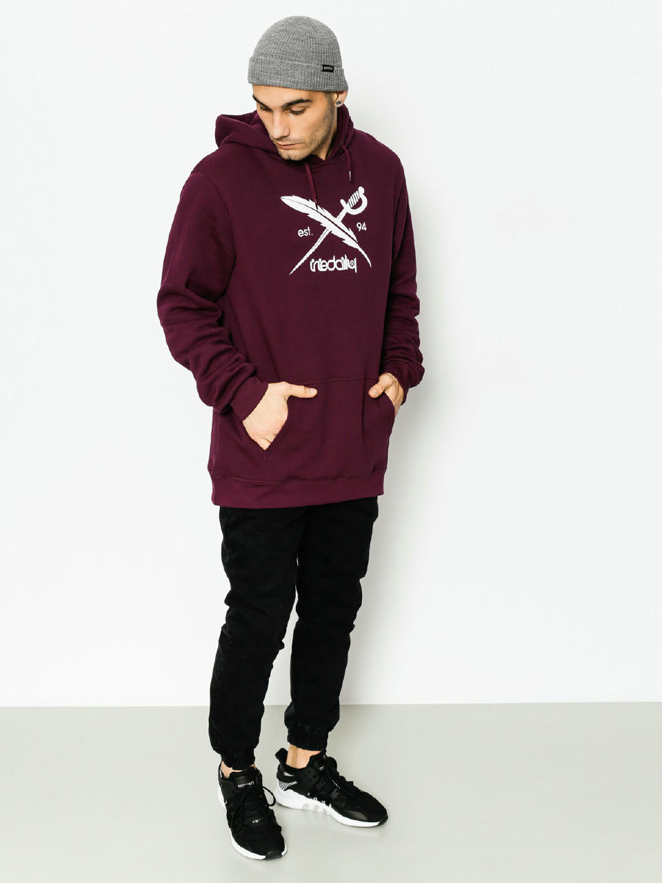 Bluza z kapturem Iriedaily Daily Flag HD (maroon mel)