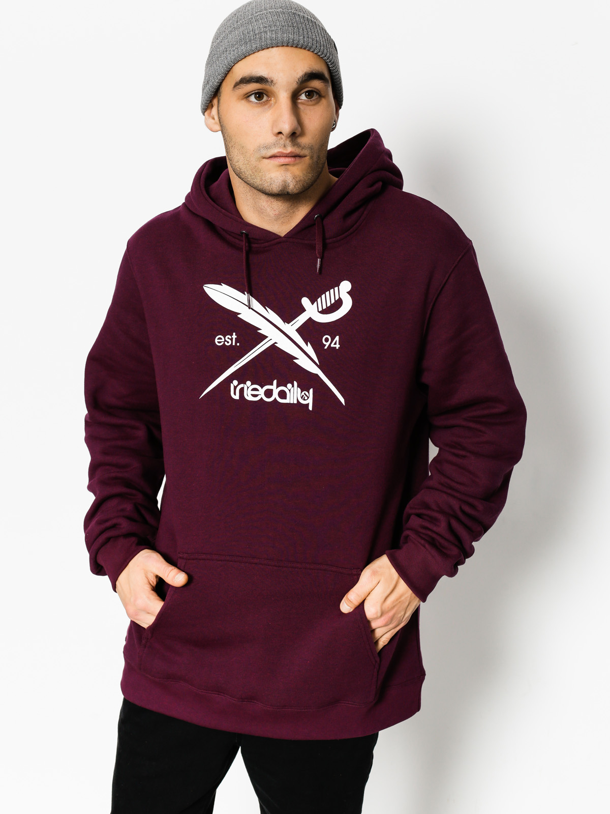 Bluza z kapturem Iriedaily Daily Flag HD (maroon mel)