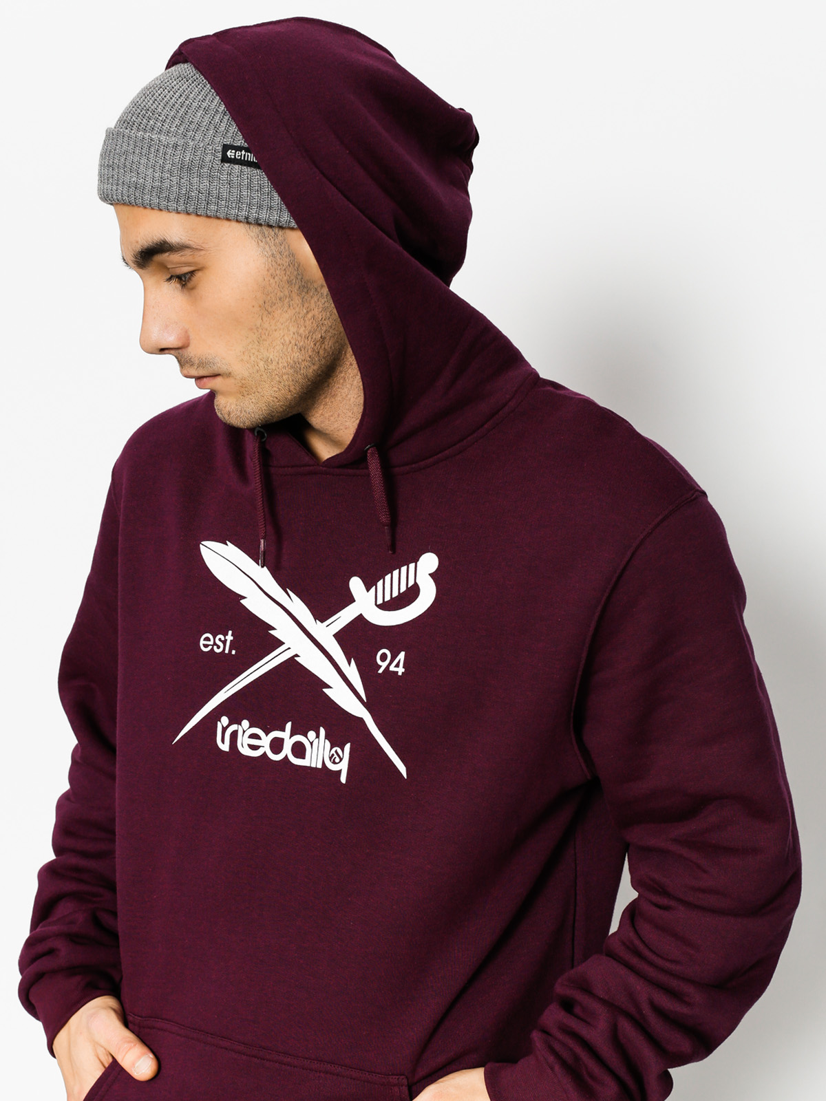 Bluza z kapturem Iriedaily Daily Flag HD (maroon mel)