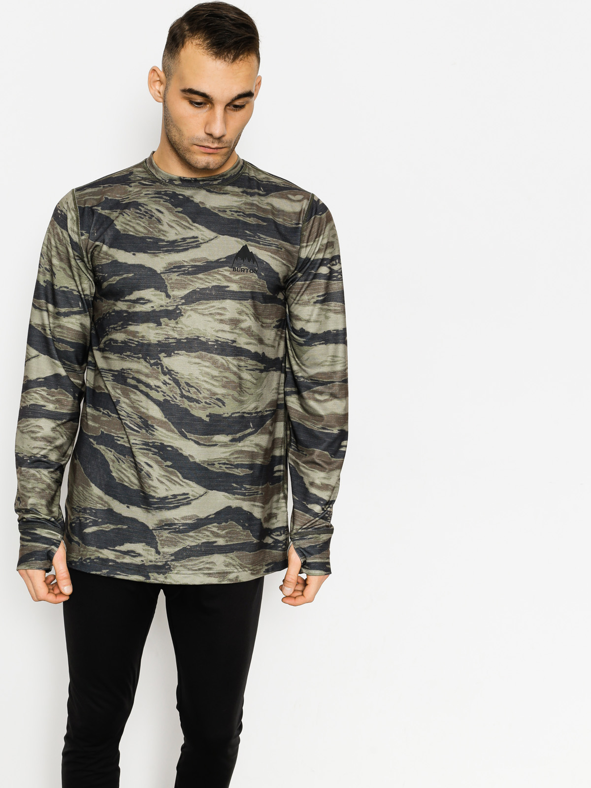 Męski Longsleeve aktywny Burton Mdwt Crew (olive grn worn tiger)