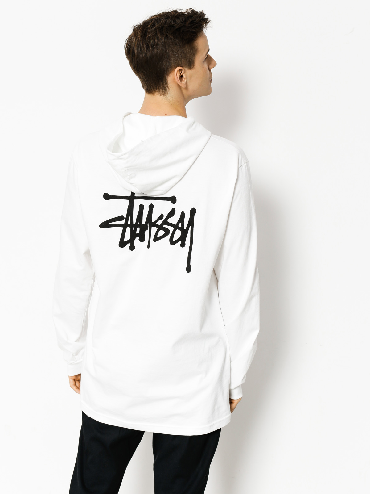 Longsleeve Stussy Basic Stussy Hood (white)
