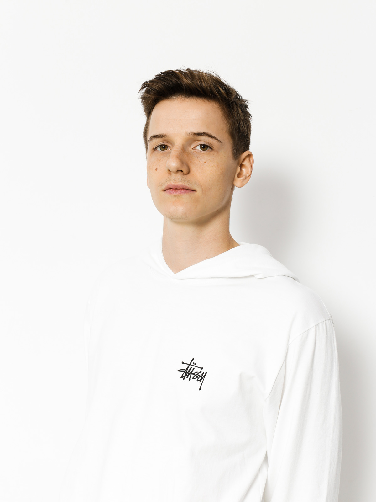 Longsleeve Stussy Basic Stussy Hood (white)