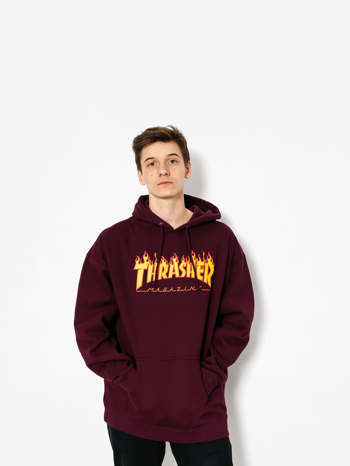Bluza z kapturem Thrasher Flame HD (maroon)