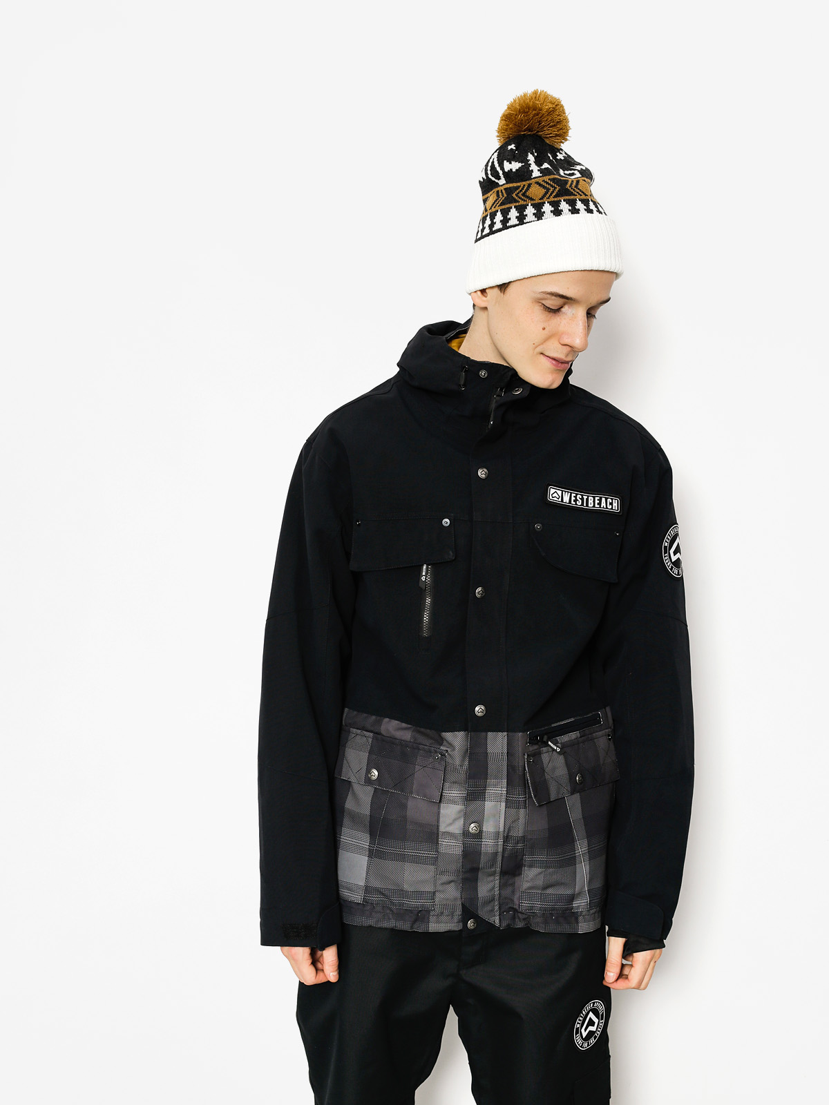 Męska Kurtka snowboardowa Westbeach Trojan Jacket (black/steel check)