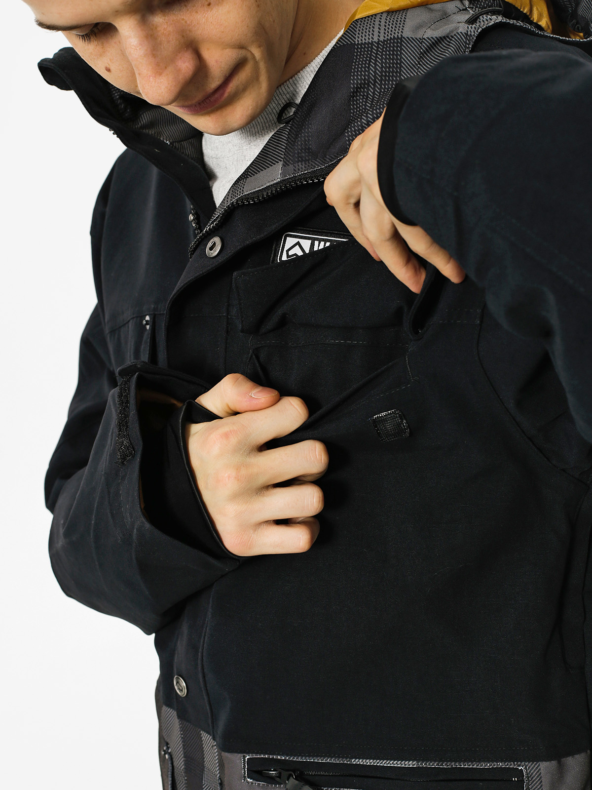 Męska Kurtka snowboardowa Westbeach Trojan Jacket (black/steel check)