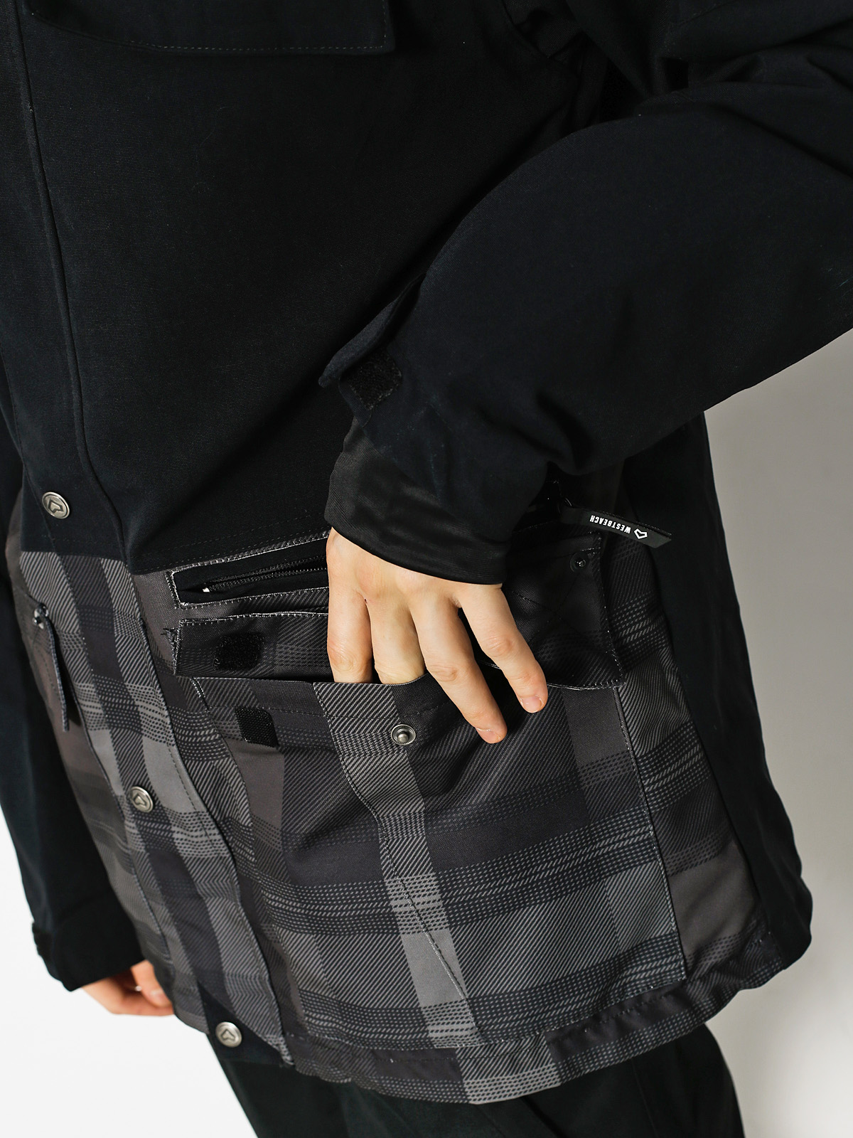 Męska Kurtka snowboardowa Westbeach Trojan Jacket (black/steel check)