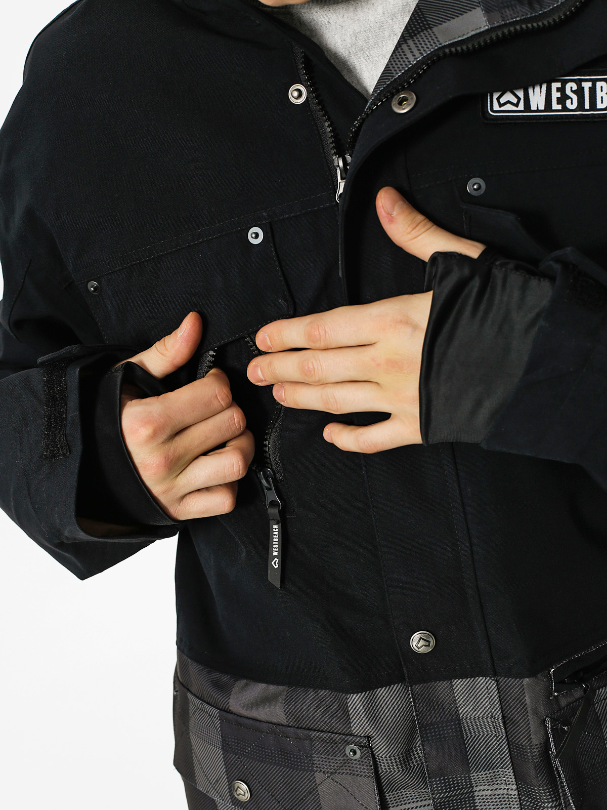 Męska Kurtka snowboardowa Westbeach Trojan Jacket (black/steel check)