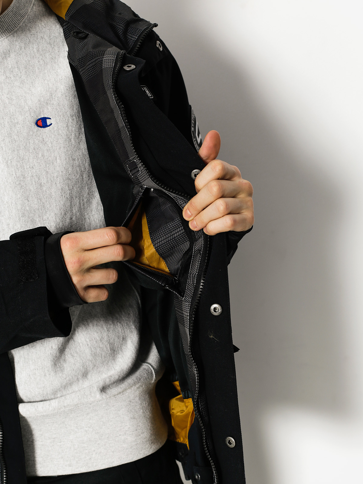 Męska Kurtka snowboardowa Westbeach Trojan Jacket (black/steel check)