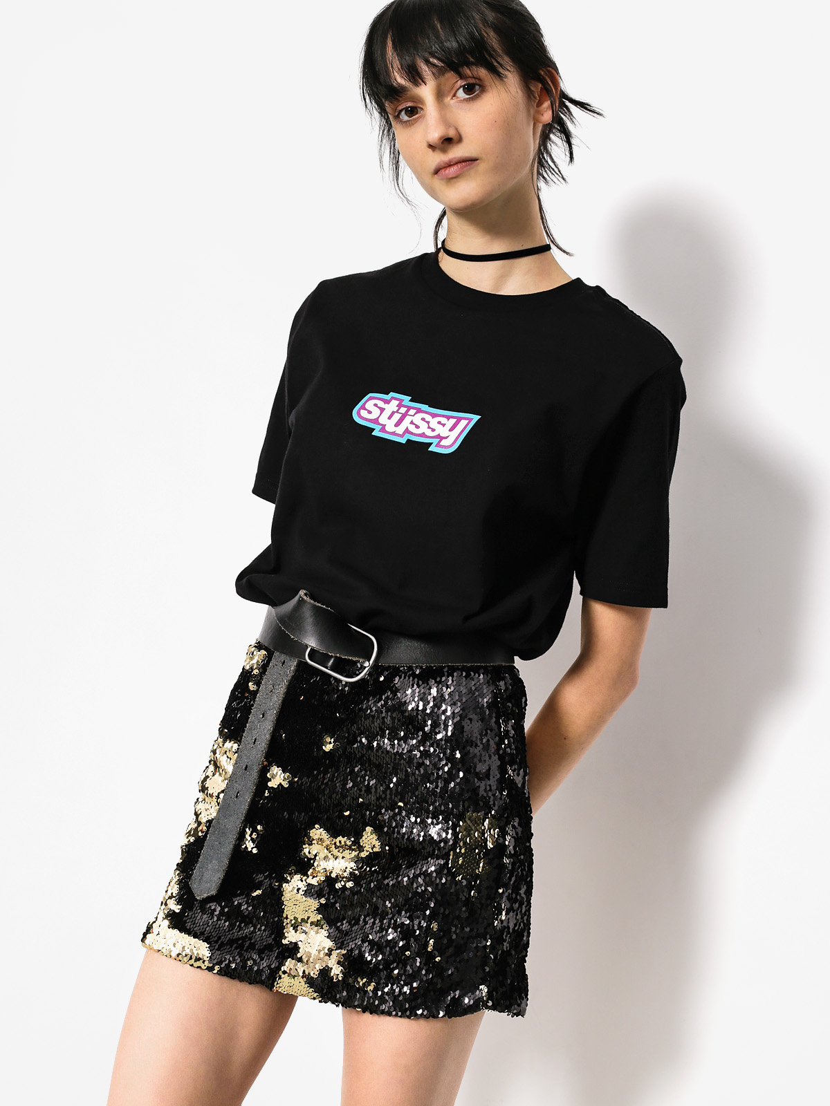 T-shirt Stussy Drop U Wmn (black)