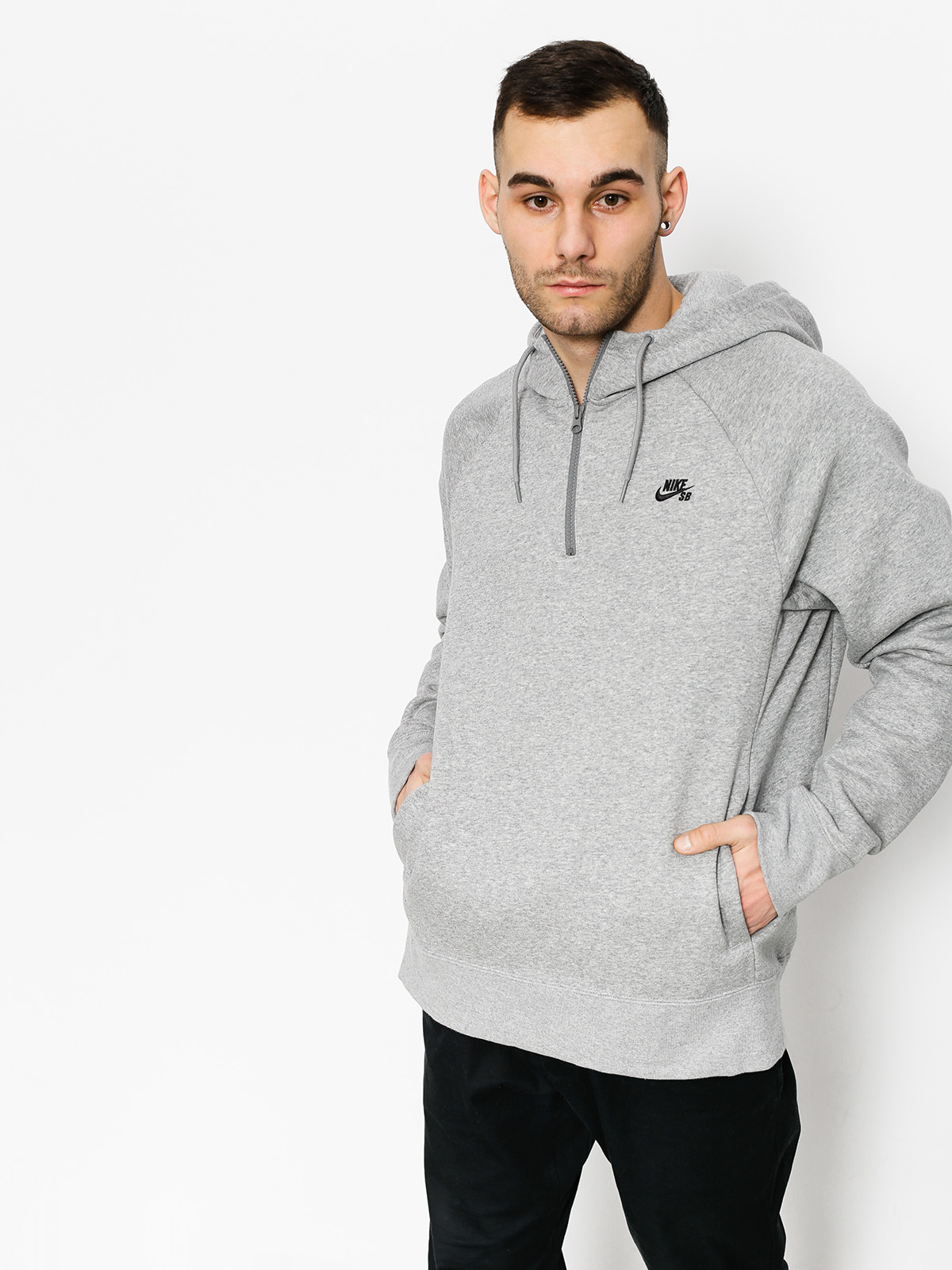 Bluza z kapturem Nike SB Hoodie Icon Hz HD (dk grey heather/black)