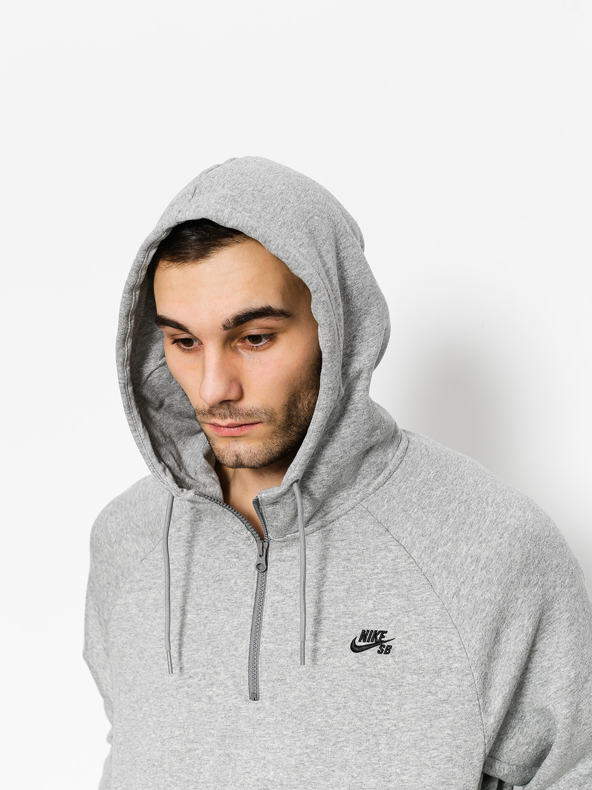 Bluza z kapturem Nike SB Hoodie Icon Hz HD (dk grey heather/black)