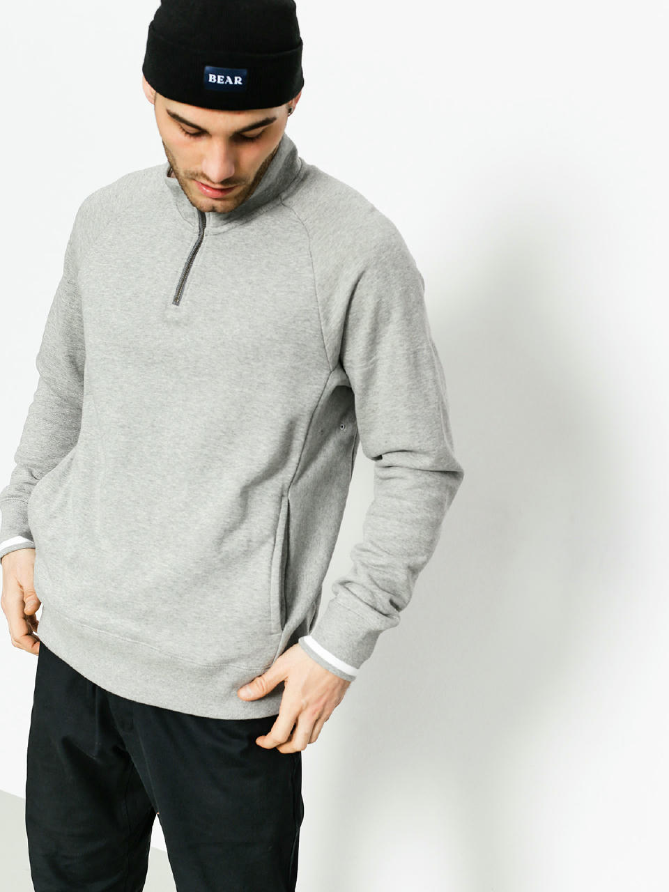 Longsleeve Nike SB Top Evrt Mock Hz (dk grey heather/white/dark steel grey)