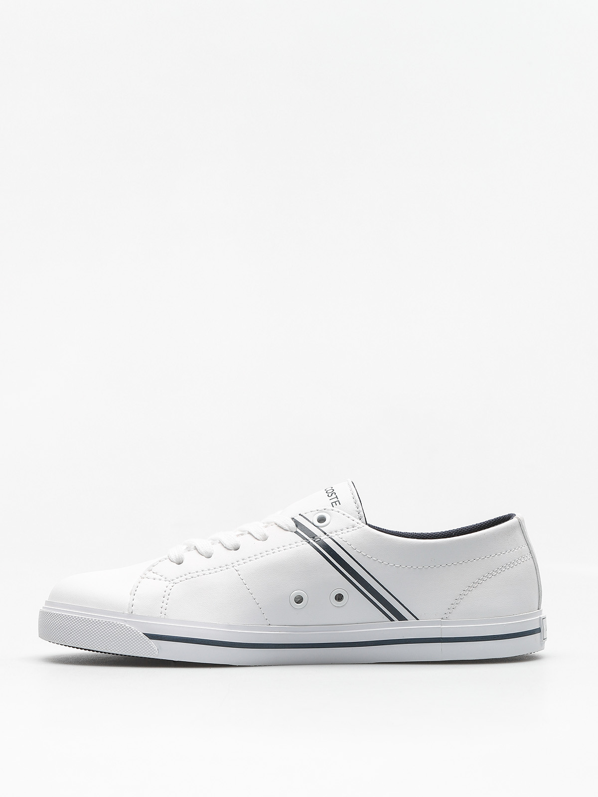 lacoste mens riberac leather trainers white dark blue
