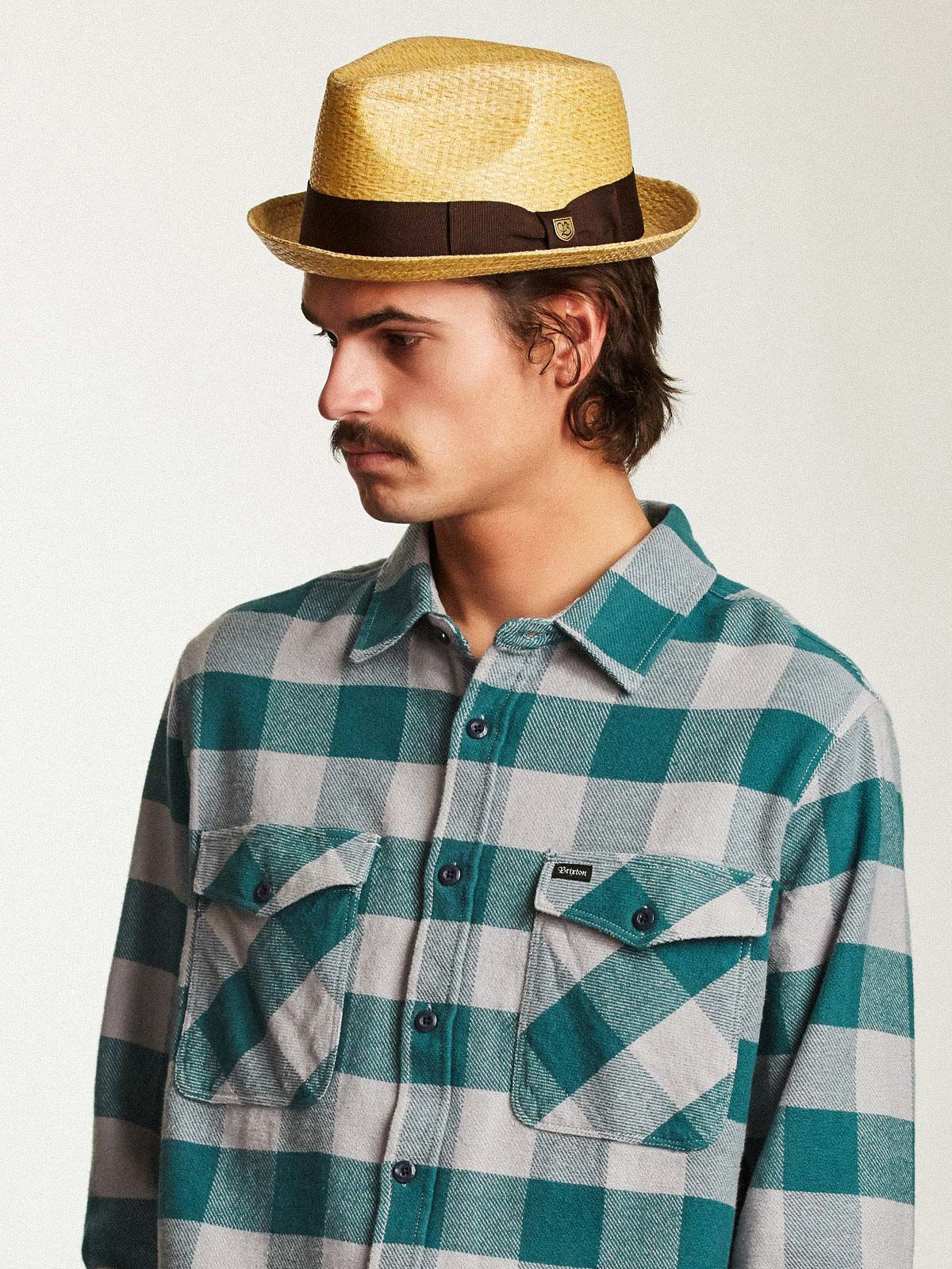 Kapelusz Brixton Castor Fedora (tan stripe)