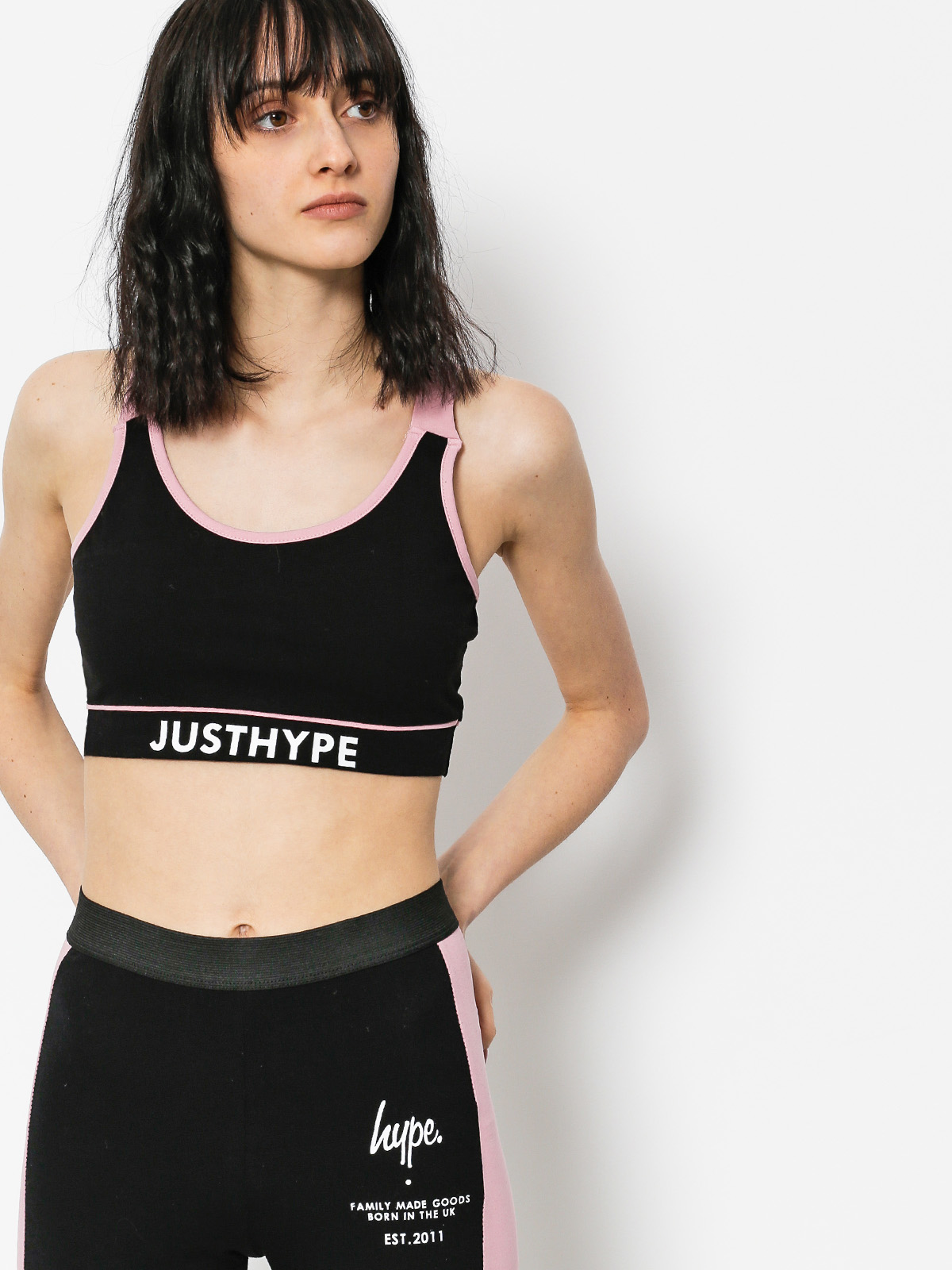 Stanik sportowy Hype Logo Wmn (black/pink)