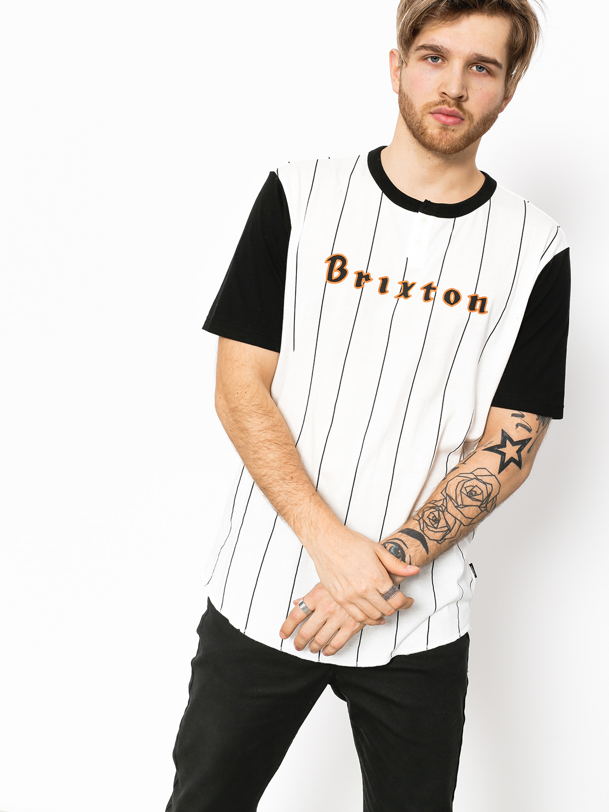 T-shirt Brixton Proxy Henley (black/off white)