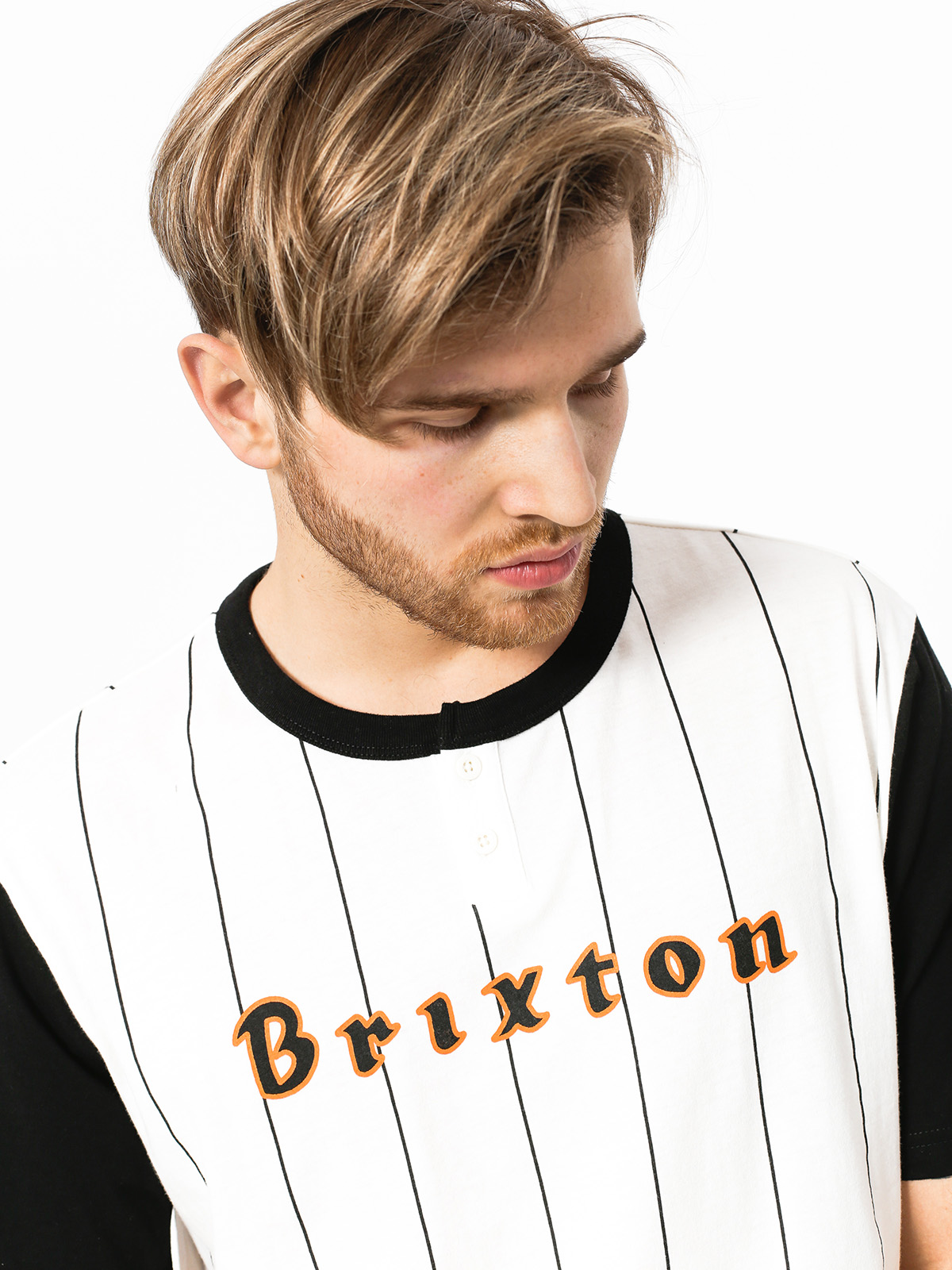 T-shirt Brixton Proxy Henley (black/off white)