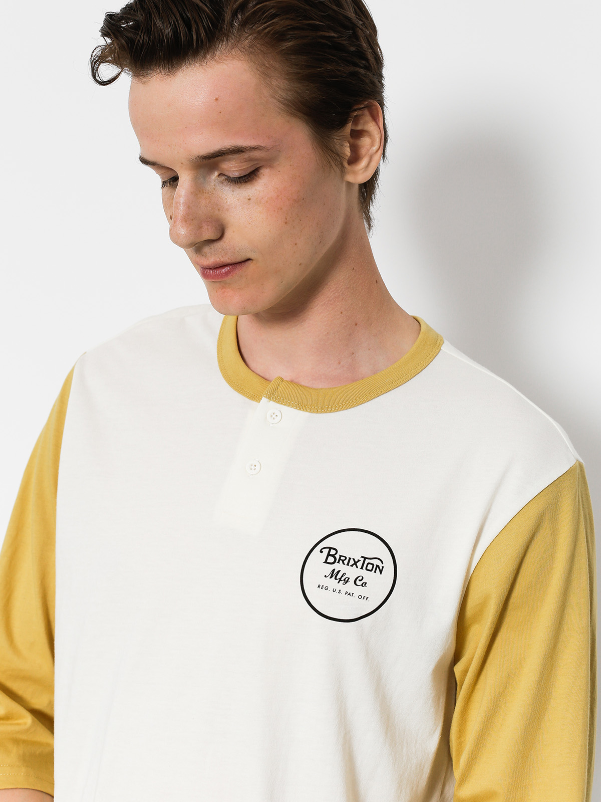 Koszulka Brixton Wheeler 3/4 Slv Henley (off white/modela)