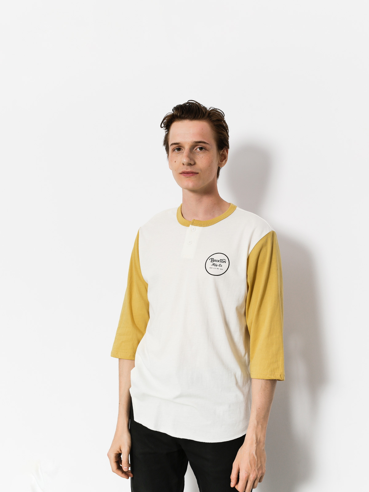 Koszulka Brixton Wheeler 3/4 Slv Henley (off white/modela)