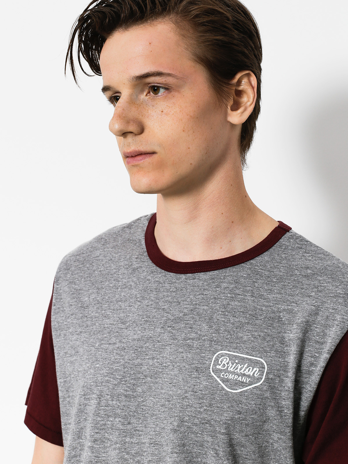 T-shirt Brixton Novato Knit (heather grey/maroon)