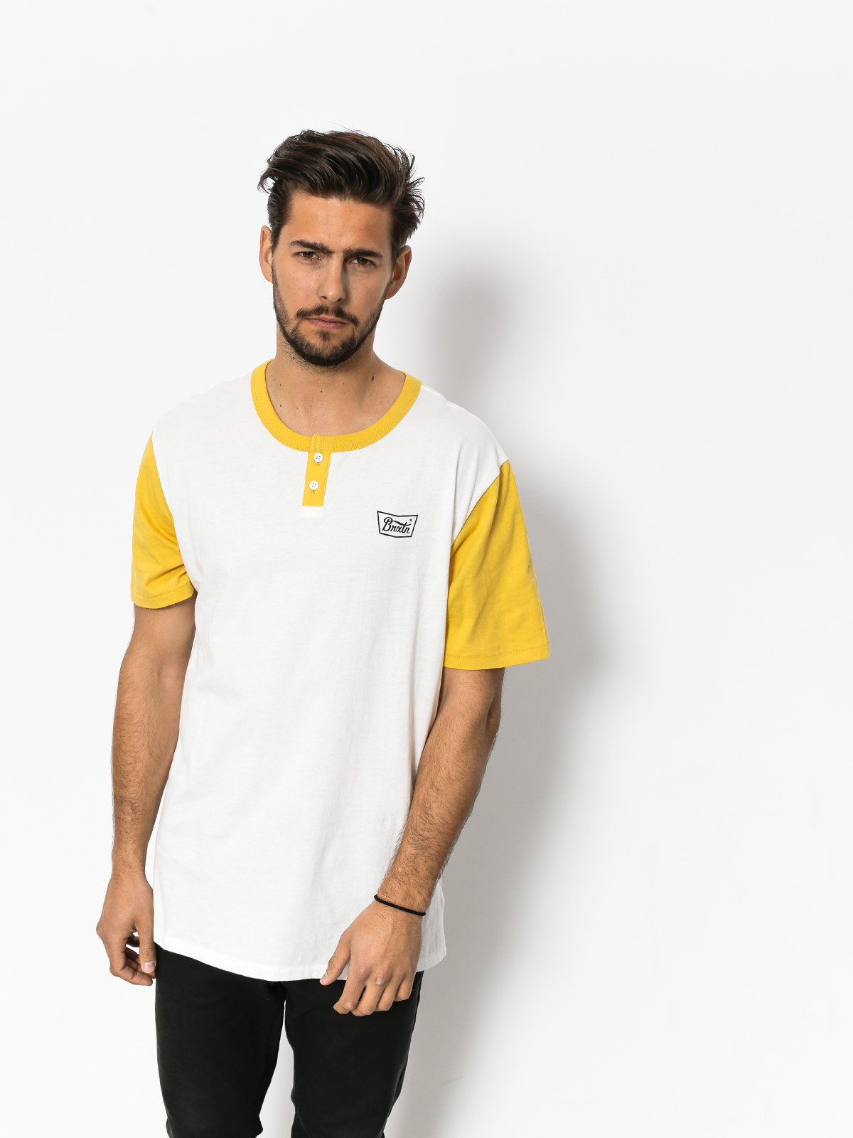 T-shirt Brixton Stith Henley (off white/washed yellow)