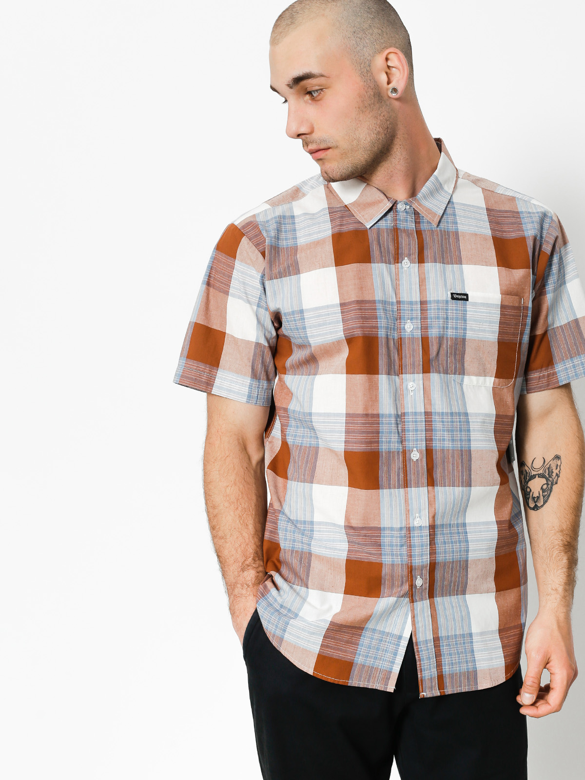 Koszula Brixton Charter Wvn (brown/cream)