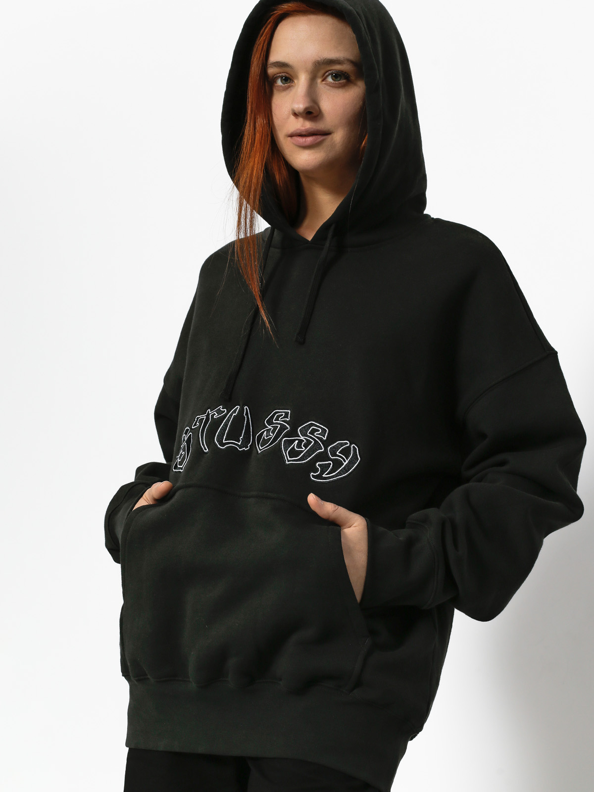 Bluza Z Kapturem Stussy Lennox Oversized HD Wmn Black