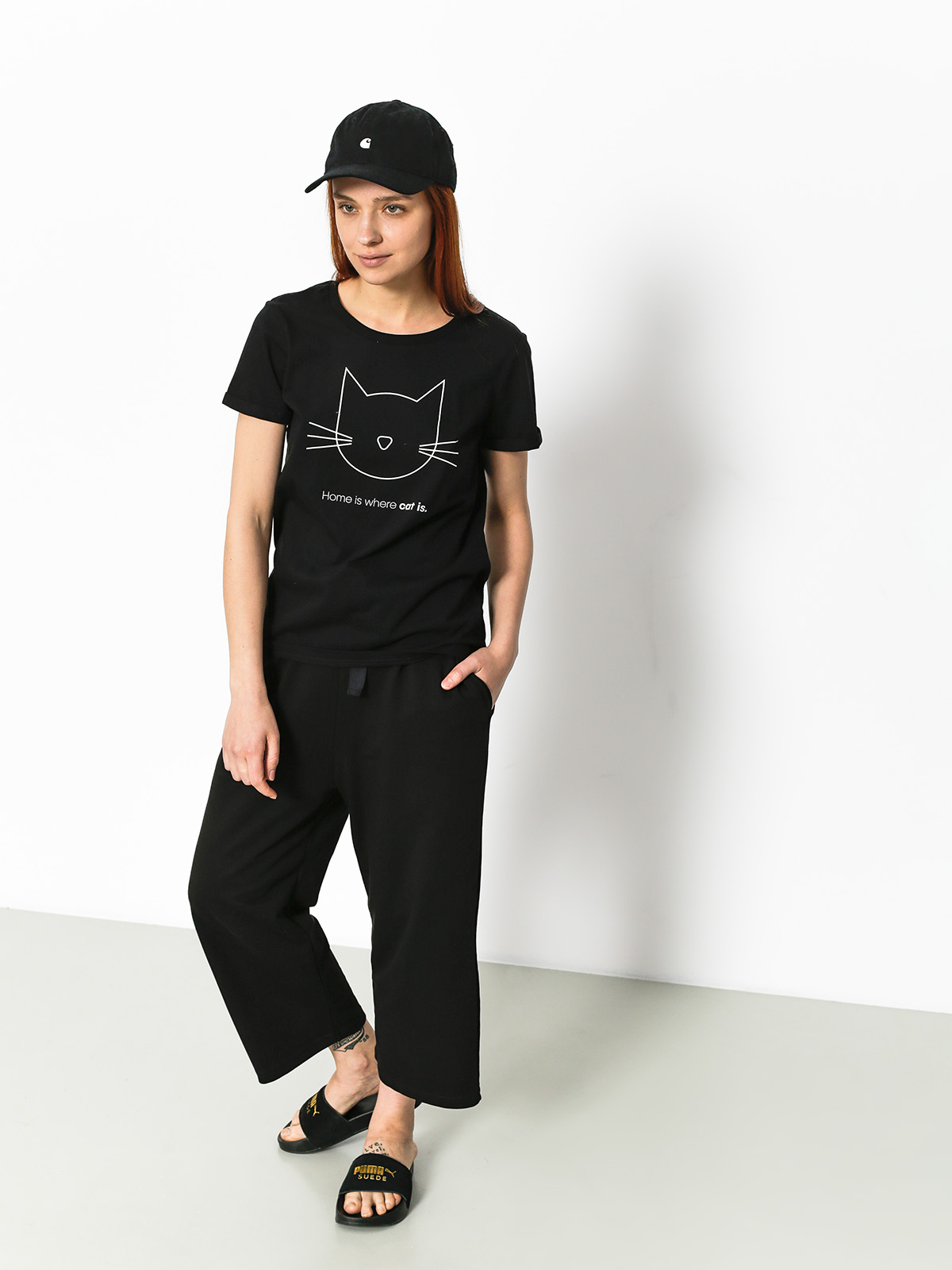 T-shirt Diamante Wear Home Is Where Cat Is Wmn (black)