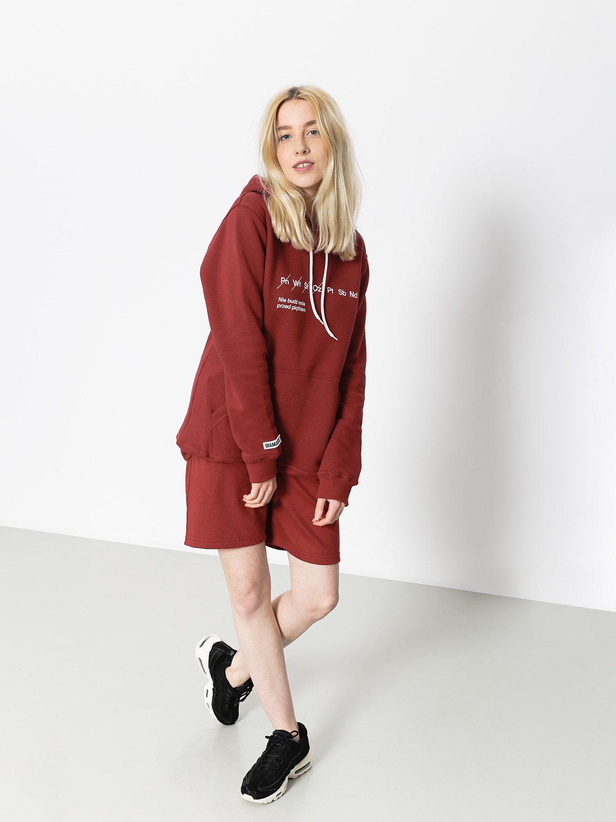 Bluza z kapturem Diamante Wear Nie Budź Mnie HD Wmn (burgundy)