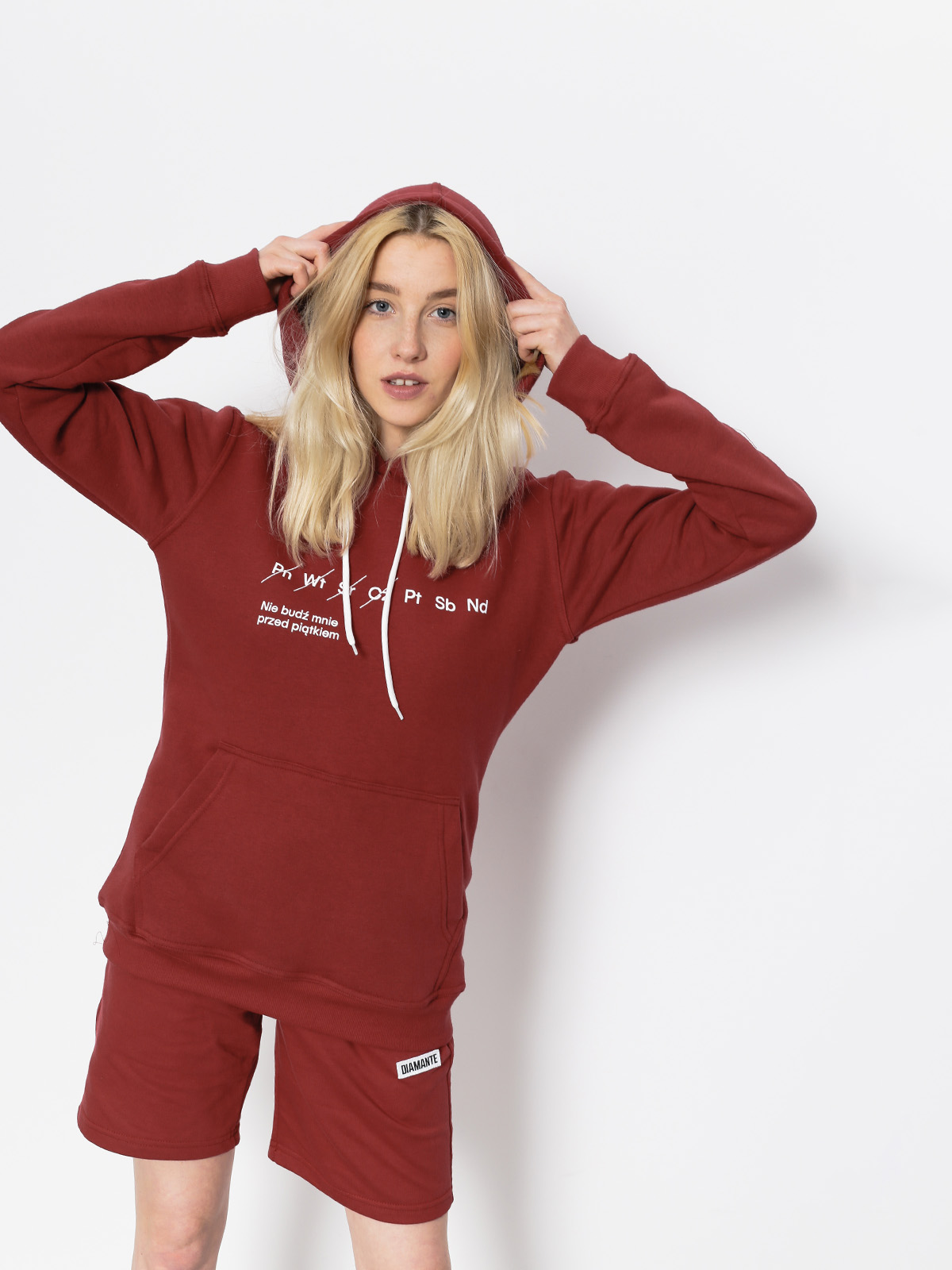 Bluza z kapturem Diamante Wear Nie Budź Mnie HD Wmn (burgundy)