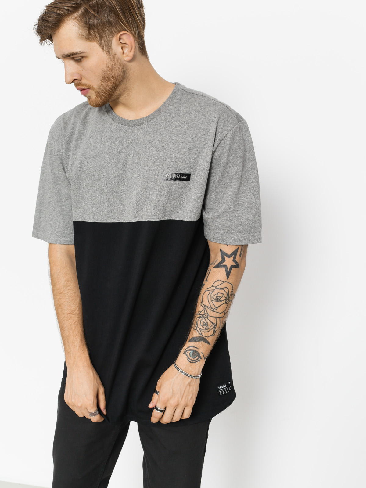 T-shirt Supra Block Crew (heather grey/black)