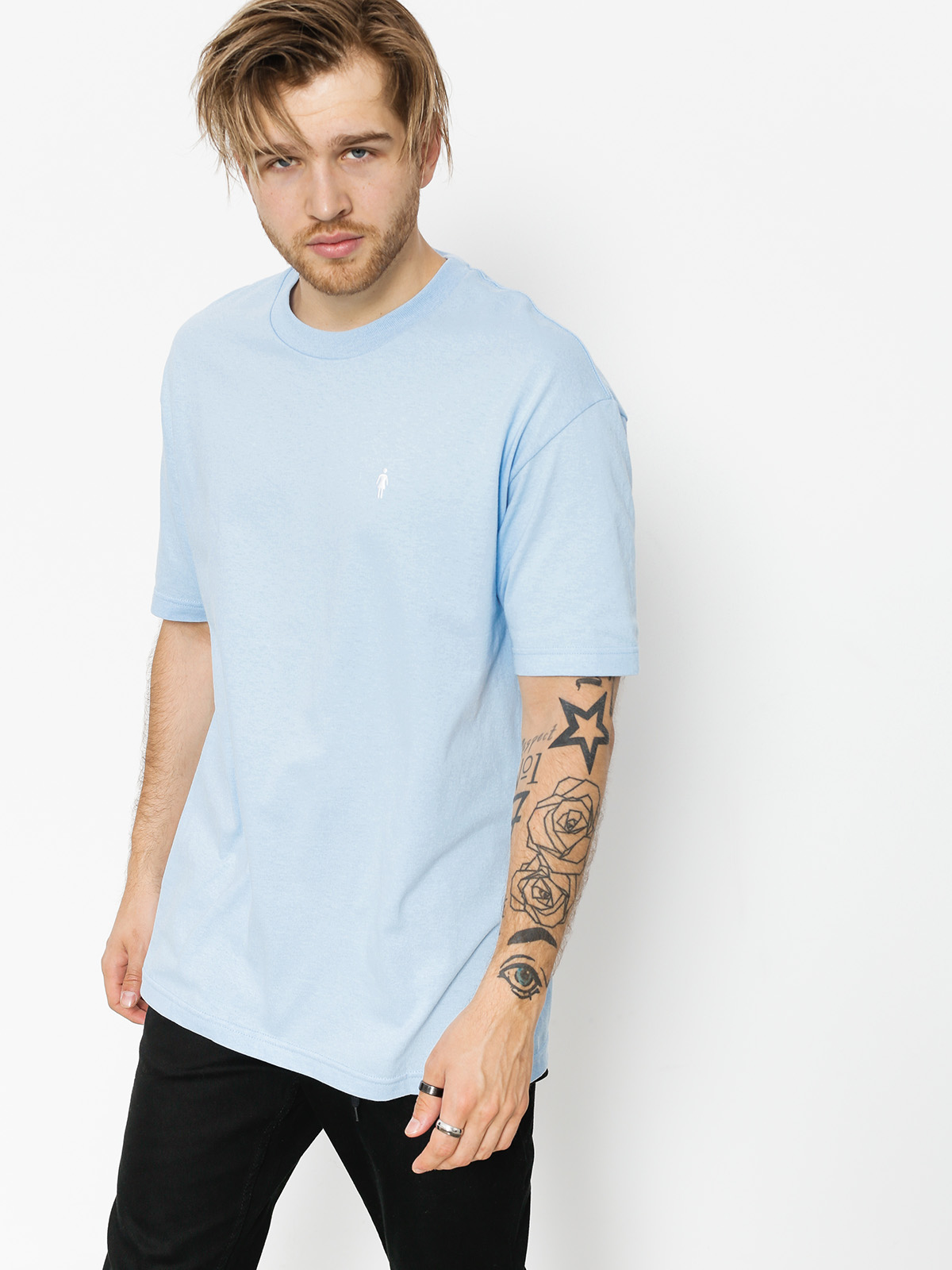 T-shirt Girl Skateboard Micro Emb (light blue)