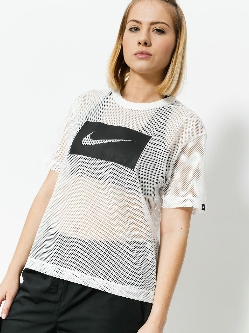 T-shirt Nike Top Swsh Mesh Wmn (white/black)