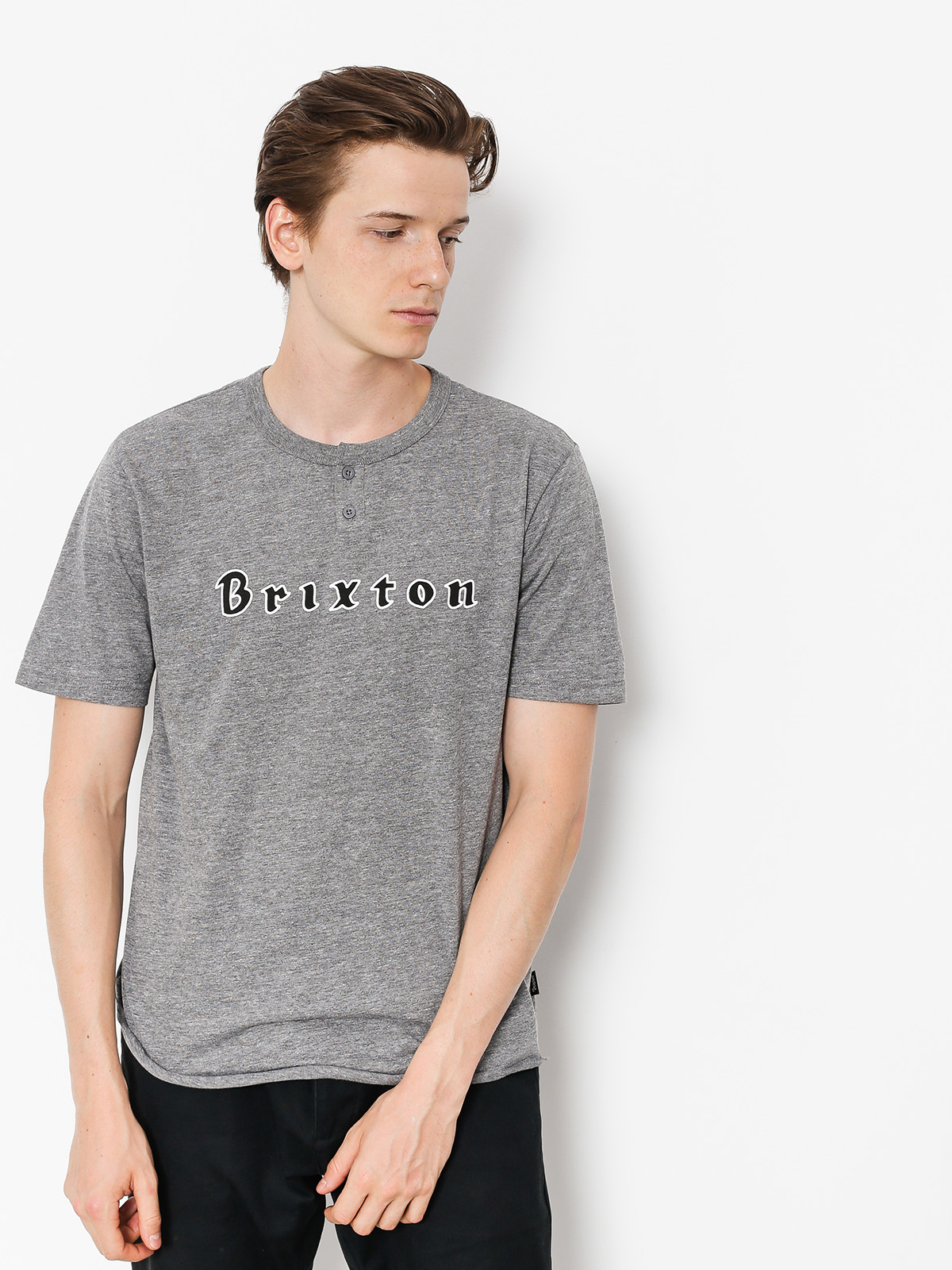 T-shirt Brixton Proxy Henley (heather grey)