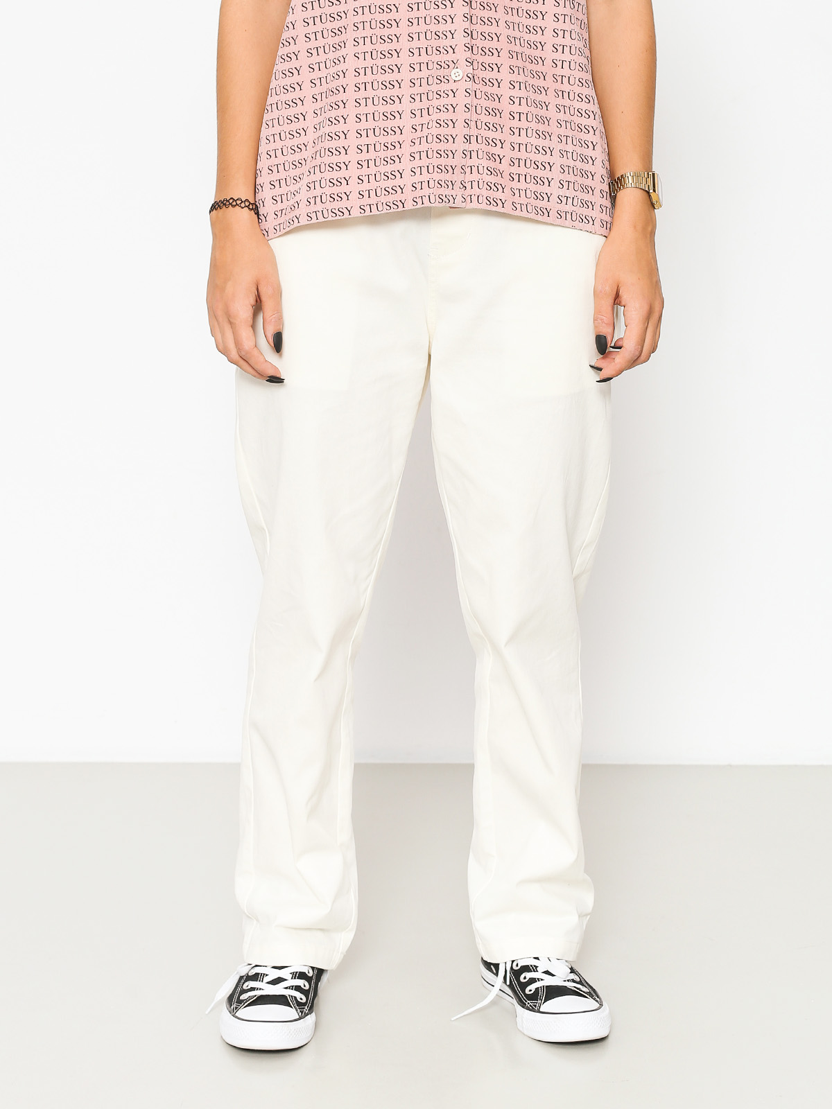 Spodnie Stussy Twill Standard Wmn (off white)