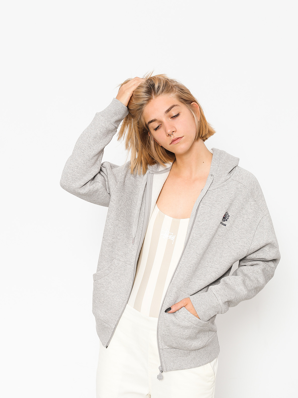 Bluza z kapturem Reebok F Fleece F ZHD Wmn (medium grey heather/medium grey heather)