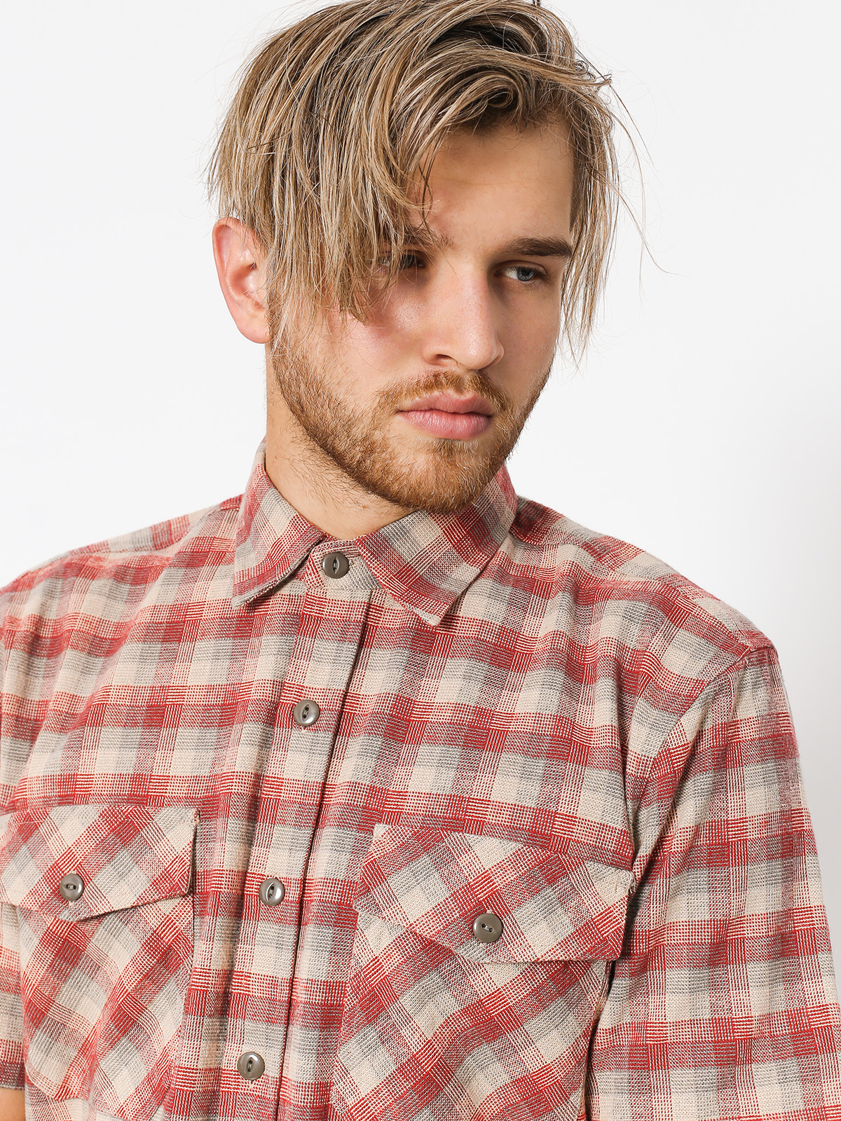 Koszula Brixton Script (red/light heather grey)