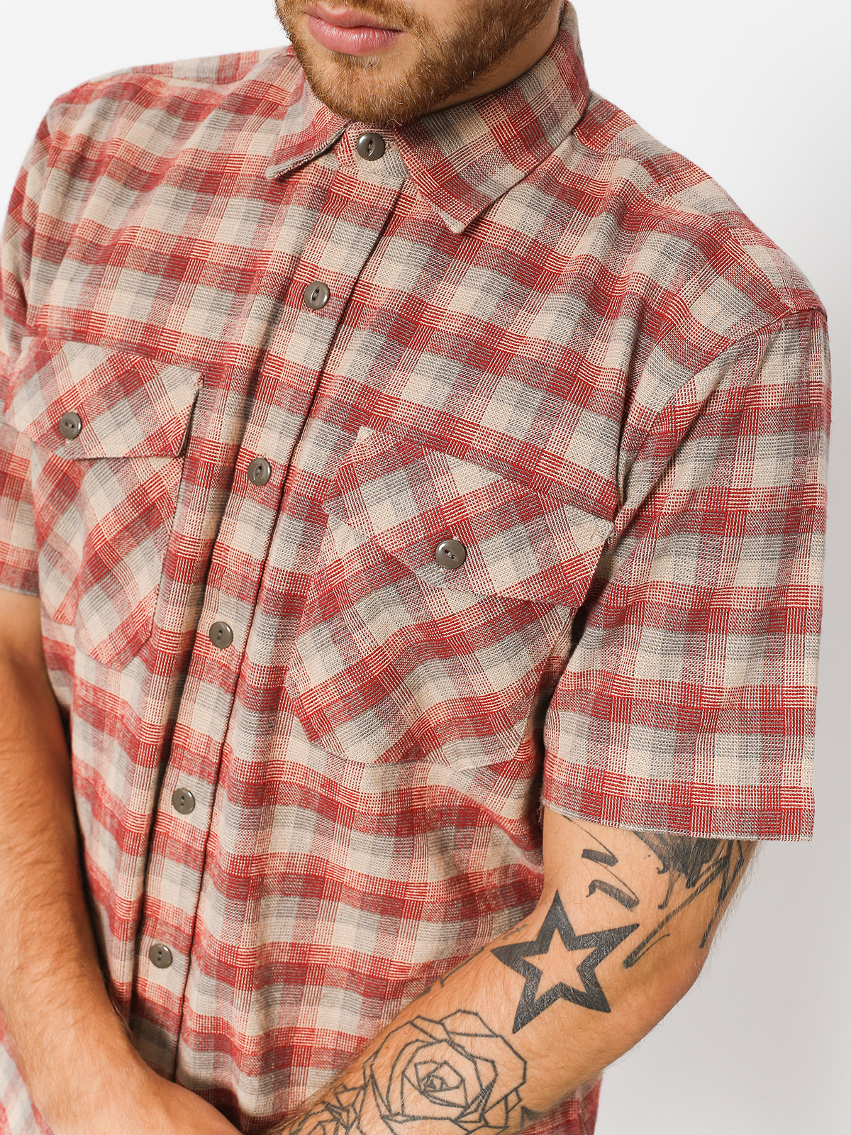Koszula Brixton Script (red/light heather grey)
