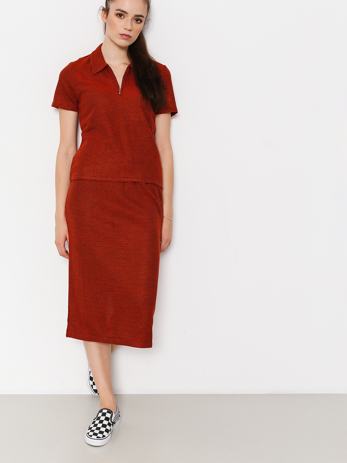 Polo Stussy Faye S Sl Zip Collar Wmn (orange)