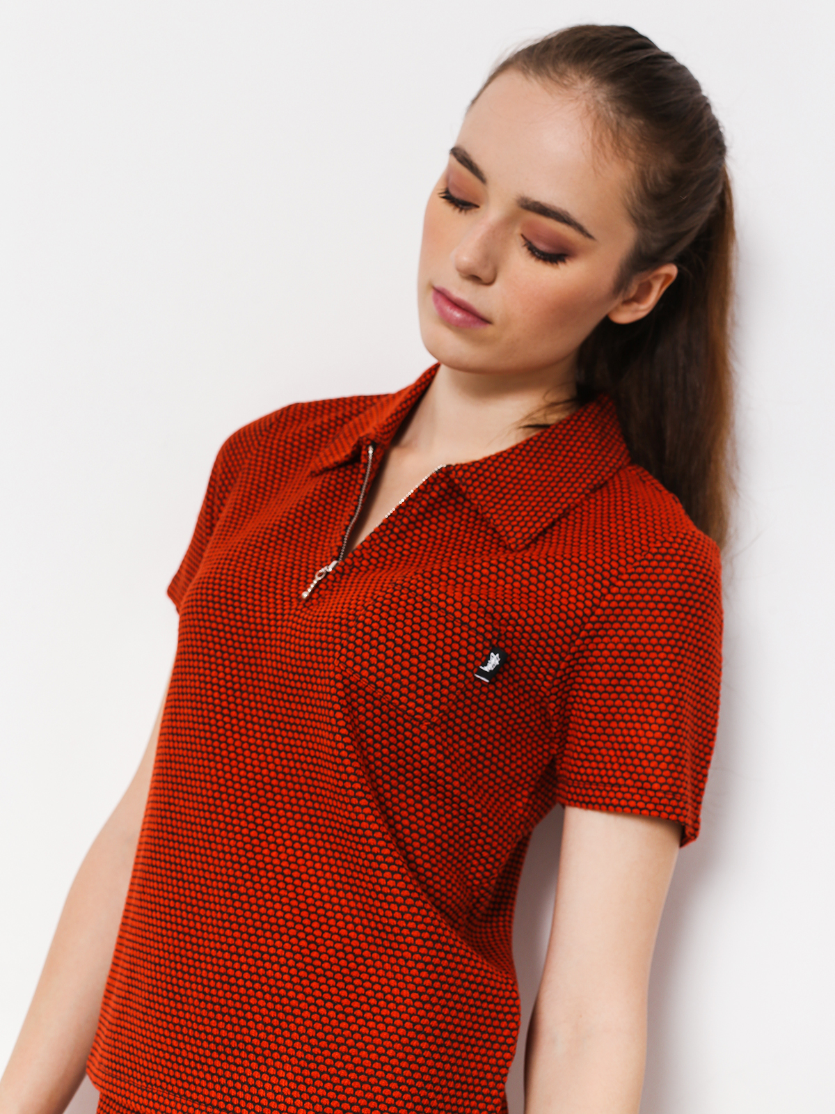 Polo Stussy Faye S Sl Zip Collar Wmn (orange)