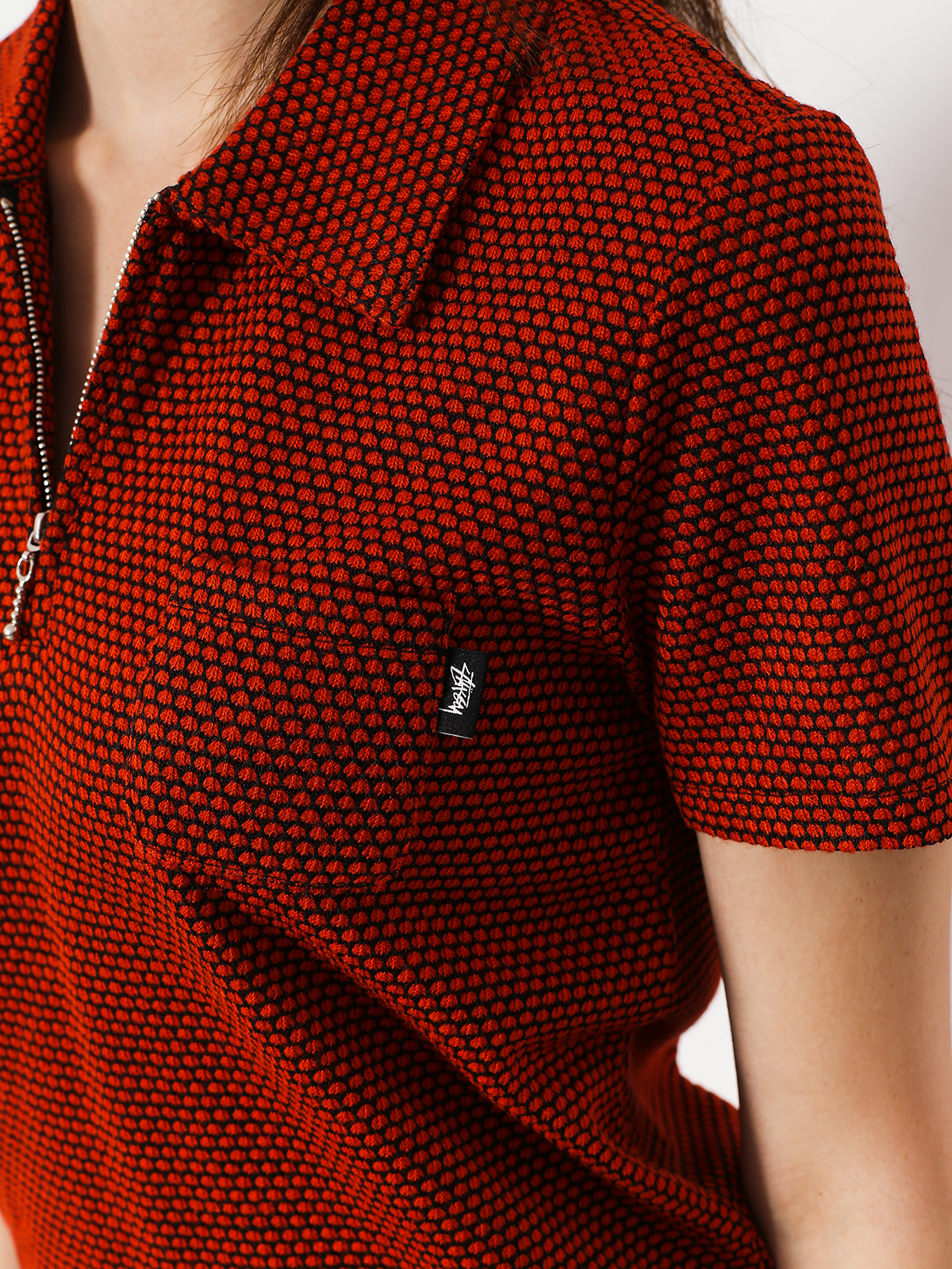 Polo Stussy Faye S Sl Zip Collar Wmn (orange)