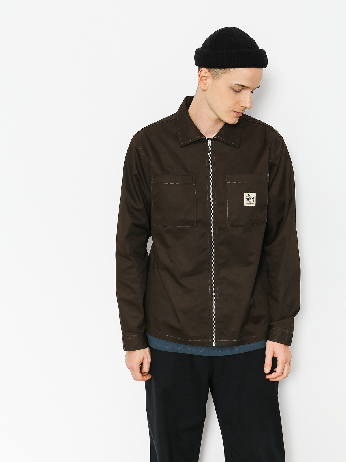 Koszula Stussy Zip Up Work (brown)