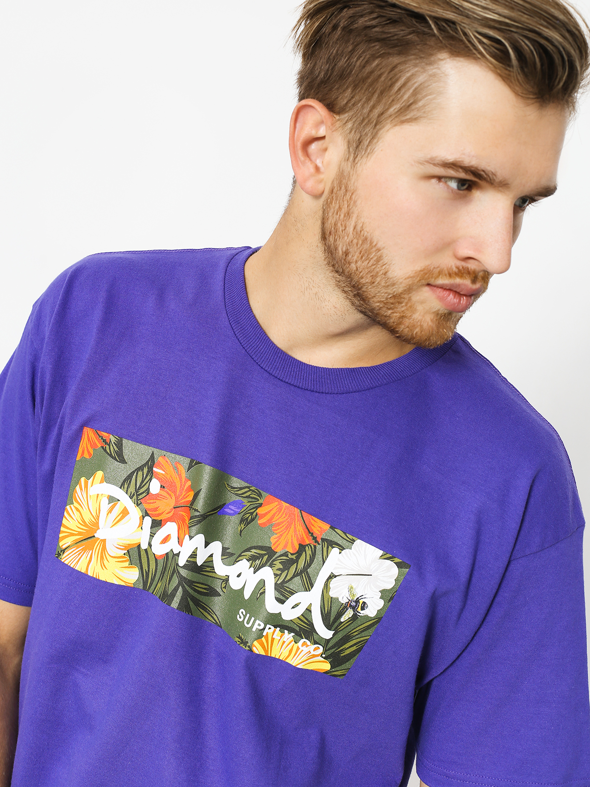 T-shirt Diamond Supply Co. Aloha Floral Box Logo (purple)