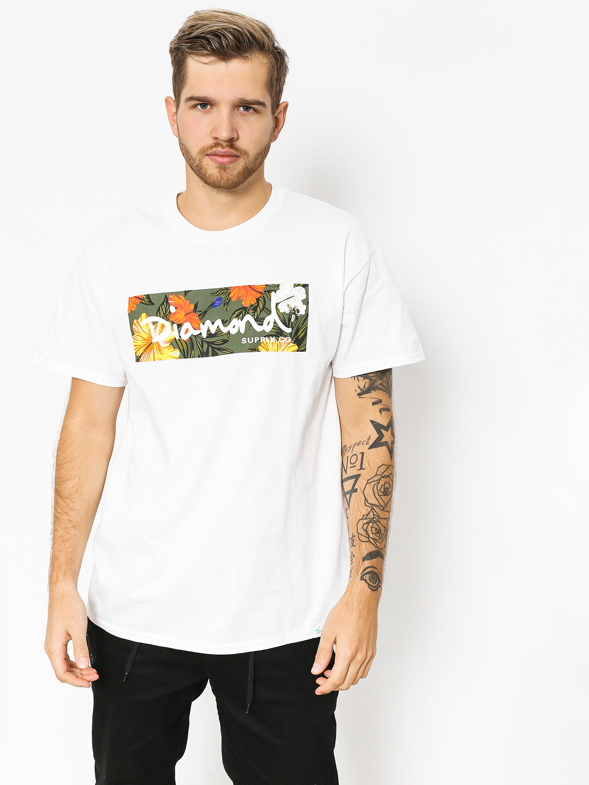 T-shirt Diamond Supply Co. Aloha Floral Box Logo (white)