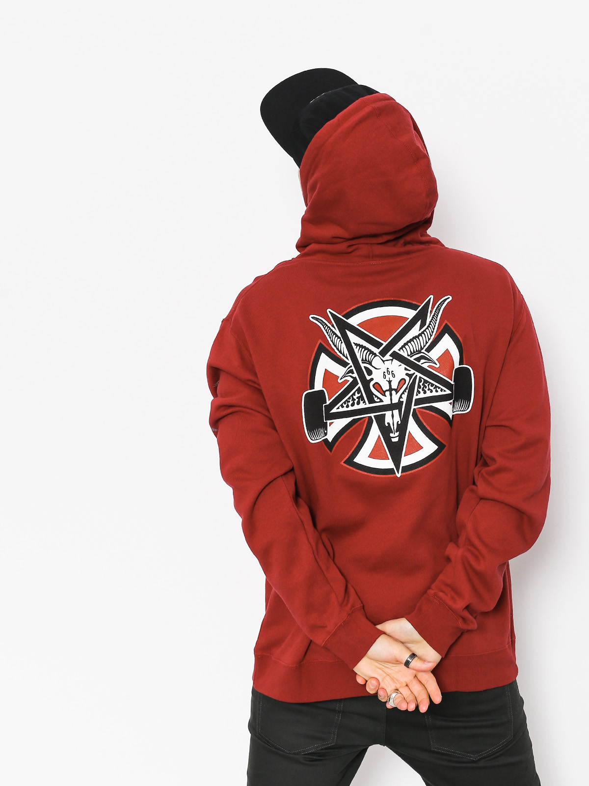 Bluza z kapturem Independent x Thrasher Pentagram Cross HD (garnet)