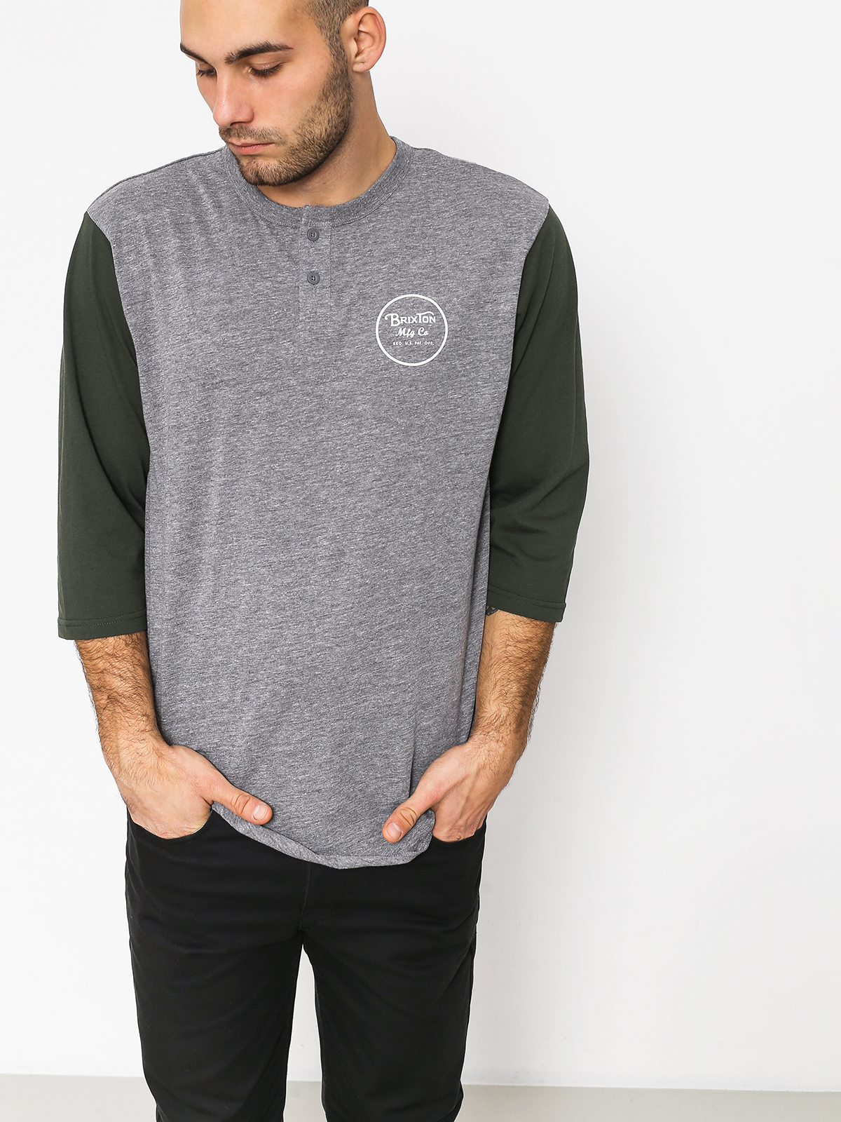 T-shirt Brixton Wheeler 3/4 Slv Hnly (heather grey/pine)