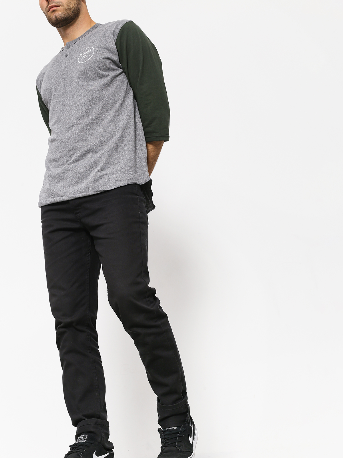 T-shirt Brixton Wheeler 3/4 Slv Hnly (heather grey/pine)