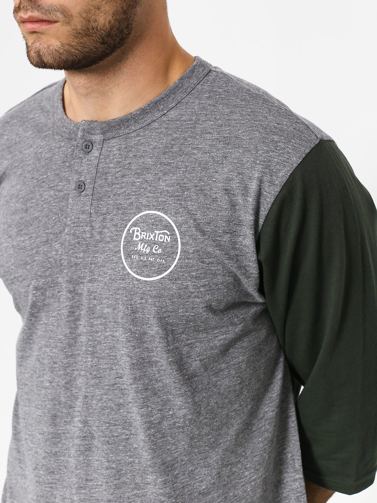 T-shirt Brixton Wheeler 3/4 Slv Hnly (heather grey/pine)