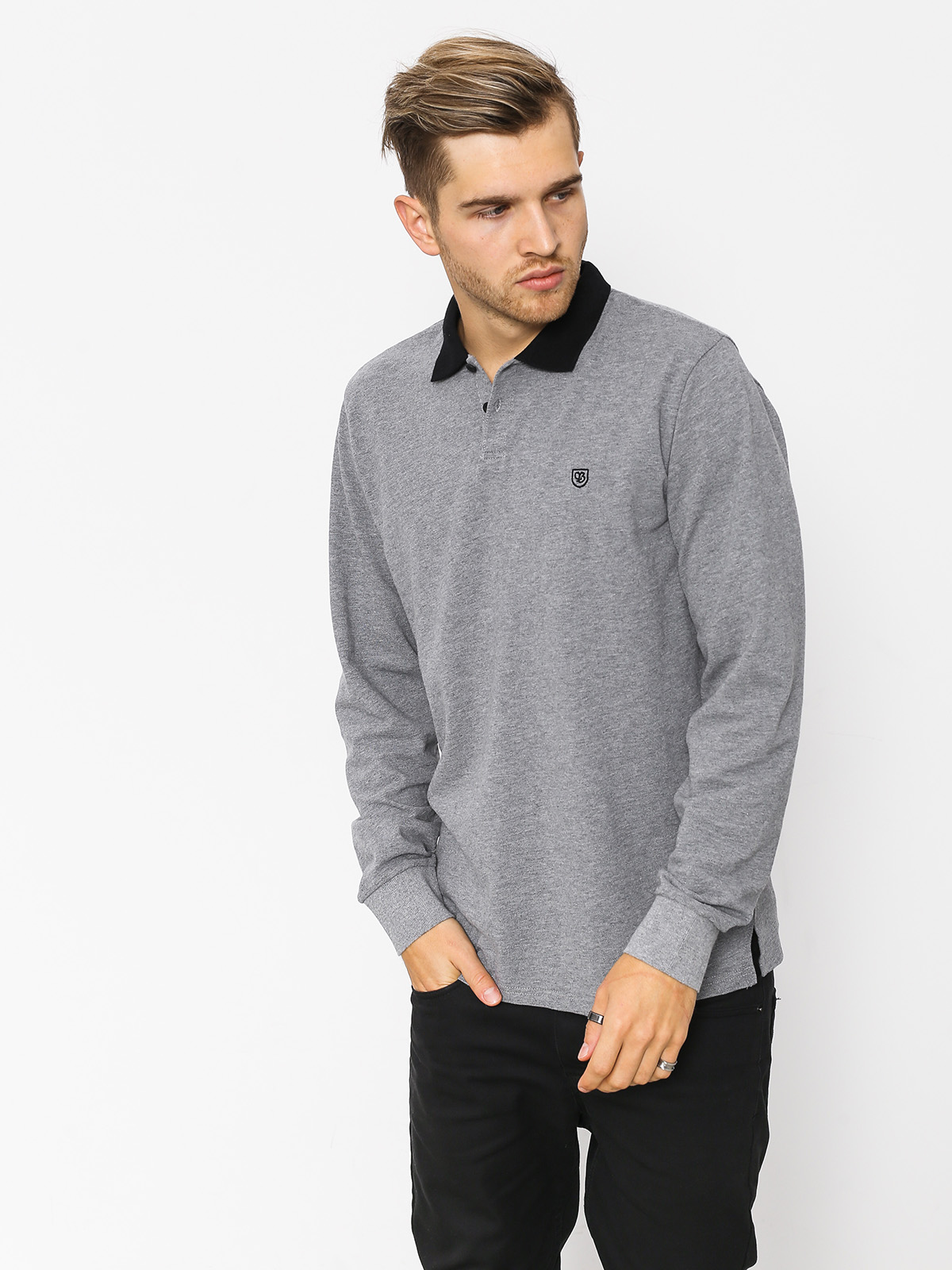 Longsleeve Brixton Wingate Polo (heather grey/black)