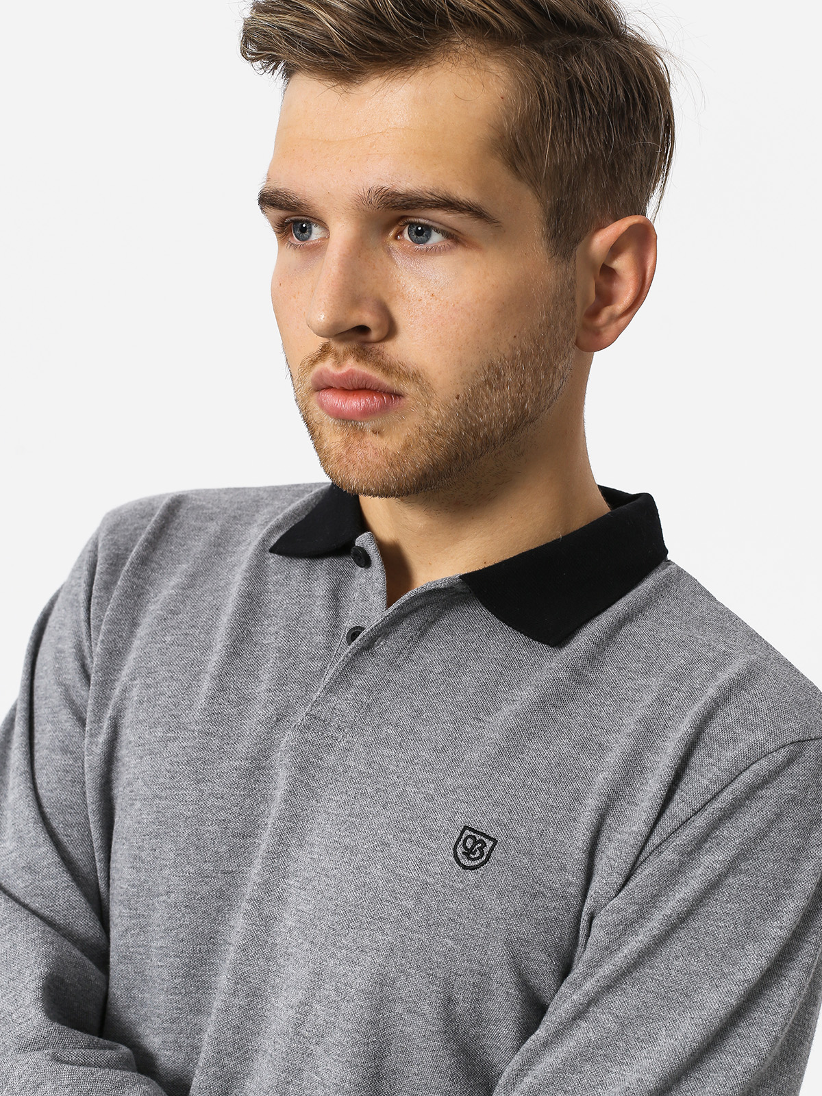 Longsleeve Brixton Wingate Polo (heather grey/black)